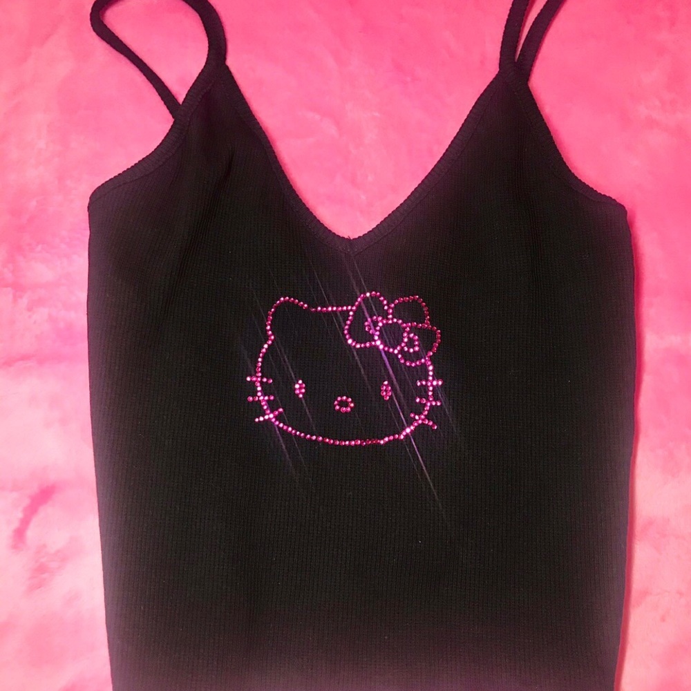 hello kitty rhinestone crop top